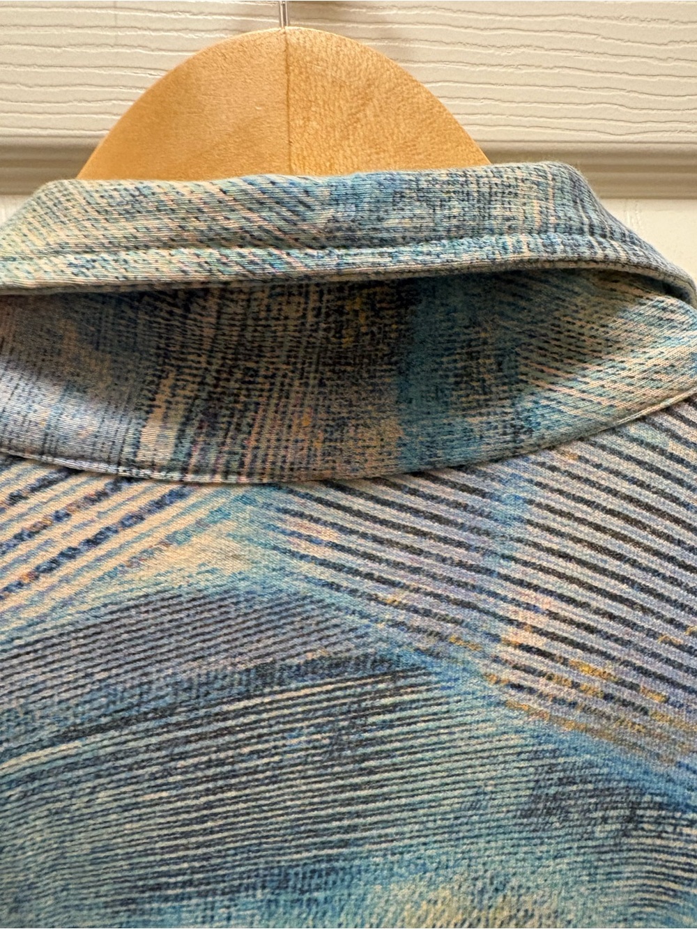 C.M.C. Color Me Cotton XL Blue Abstract Knit Jacket Shacket Cotton Stretch Art - Picture 13 of 16